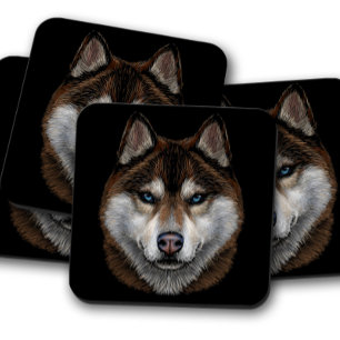Siberian Husky Portrait   Majestic Husky Coasters