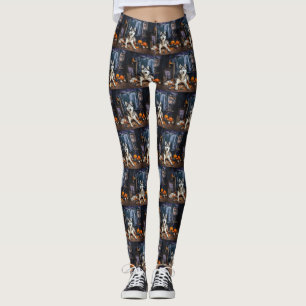 Siberian Husky Pumpkins Halloween Scary Leggings