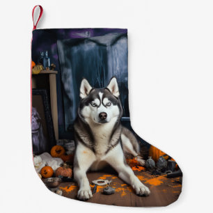 Siberian Husky Pumpkins Halloween Scary Small Christmas Stocking