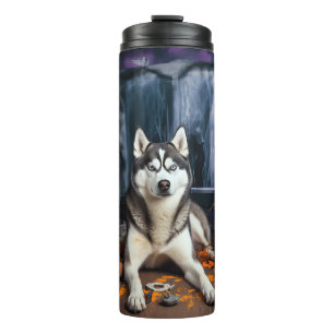 Siberian Husky Pumpkins Halloween Scary Thermal Tumbler