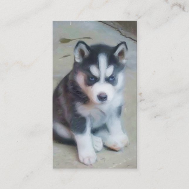 Siberian Husky puppy Art business cards (Front)