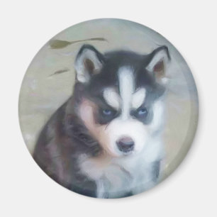 Siberian Husky puppy art Magnet