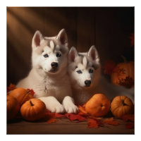 Siberian Husky Puppy Autumn Delight Pumpkin