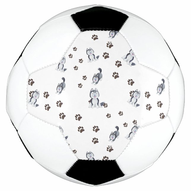 Siberian Husky Puppy Dog Pet Paw Prints Tracks Dog Football (Front)