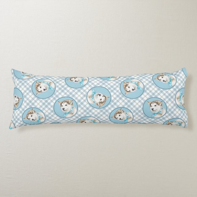 Siberian Husky Puppy Painting Copper Red Dog Art Body Cushion (Front)