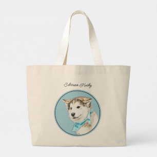 Siberian Husky Puppy Painting Copper Red Dog Art Large Tote Bag