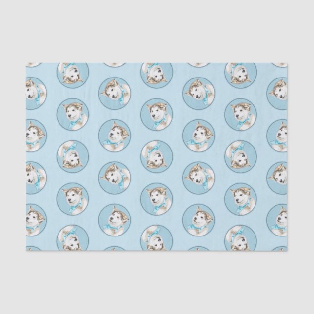 Siberian Husky Puppy Painting Copper Red Dog Art Tissue Paper (Front)