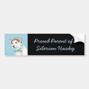Siberian Husky Puppy Painting - Original Dog Art Bumper Sticker