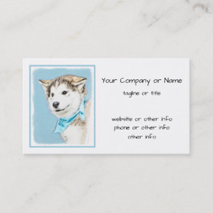 Siberian Husky Puppy Painting - Original Dog Art Business Card