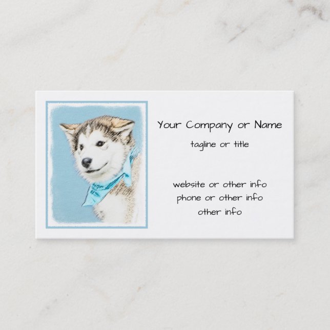 Siberian Husky Puppy Painting - Original Dog Art Business Card (Front)