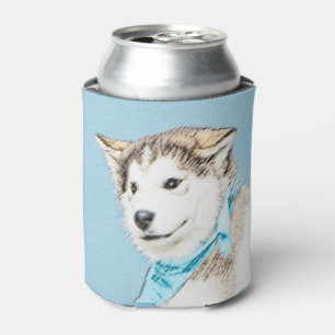 Siberian Husky Puppy Painting - Original Dog Art Can Cooler