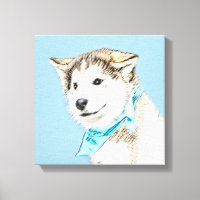 Siberian Husky Puppy Painting - Original Dog Art