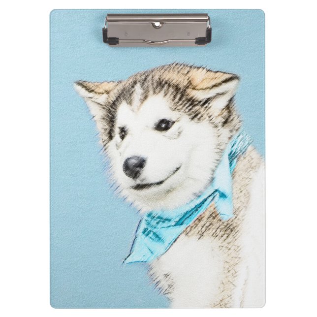 Siberian Husky Puppy Painting - Original Dog Art Clipboard (Front)