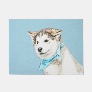 Siberian Husky Puppy Painting - Original Dog Art Doormat