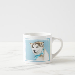 Siberian Husky Puppy Painting - Original Dog Art Espresso Cup