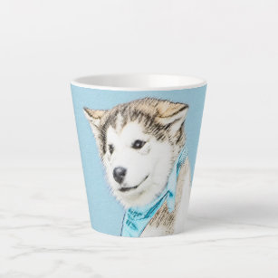 Siberian Husky Puppy Painting - Original Dog Art Latte Mug