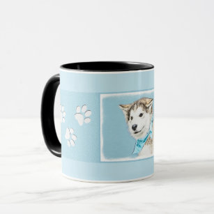 Siberian Husky Puppy Painting - Original Dog Art Mug