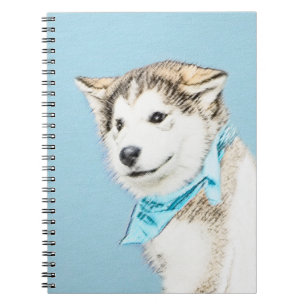 Siberian Husky Puppy Painting - Original Dog Art Notebook