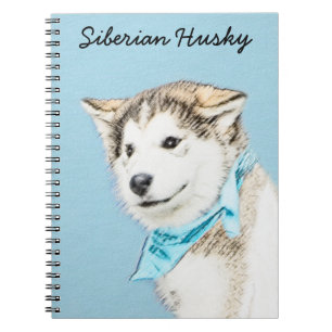 Siberian Husky Puppy Painting - Original Dog Art Notebook