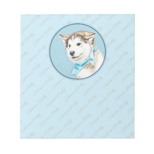 Siberian Husky Puppy Painting - Original Dog Art Notepad