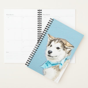 Siberian Husky Puppy Painting - Original Dog Art Planner