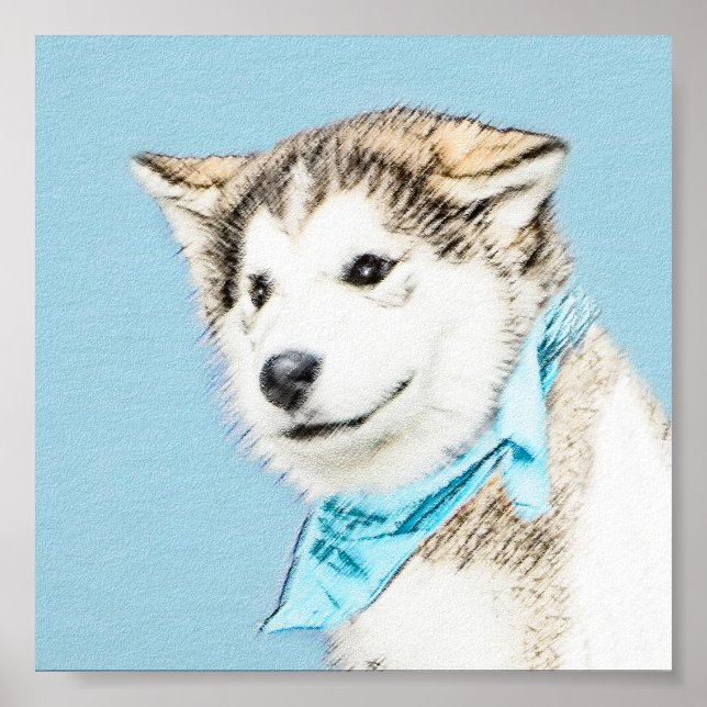 Siberian Husky Puppy Painting - Original Dog Art Poster (Front)