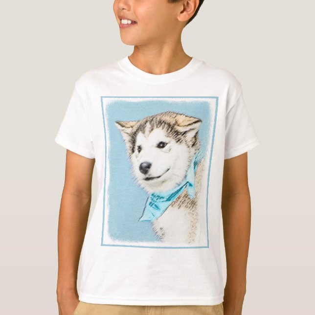 Siberian Husky Puppy Painting - Original Dog Art T-Shirt (Front)
