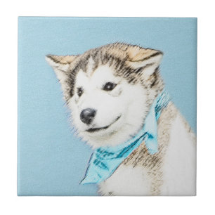 Siberian Husky Puppy Painting - Original Dog Art Tile