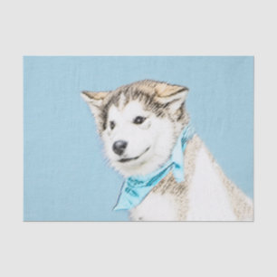 Siberian Husky Puppy Painting - Original Dog Art Tissue Paper