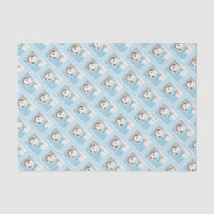 Siberian Husky Puppy Painting - Original Dog Art Tissue Paper