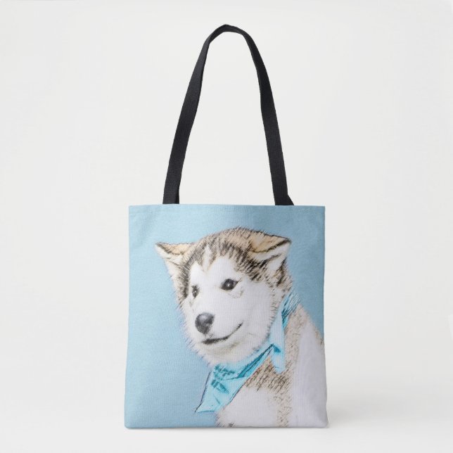 Siberian Husky Puppy Painting - Original Dog Art Tote Bag (Front)