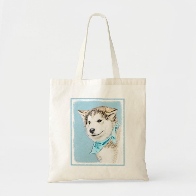 Siberian Husky Puppy Painting - Original Dog Art Tote Bag (Front)