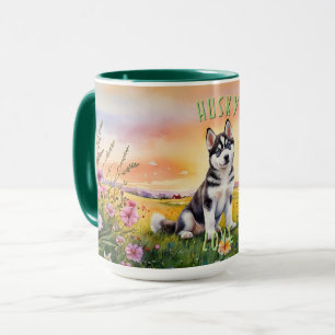 Siberian Husky Puppy Sunrise Mug