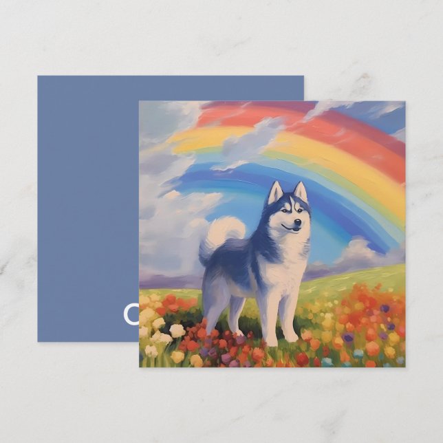 Siberian Husky Rainbow Memorial Custom Dog Name (Front/Back)