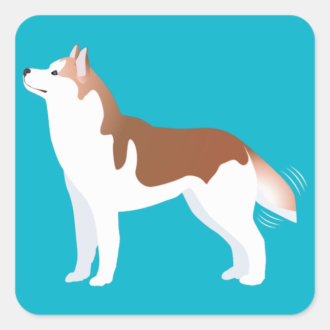 Siberian Husky - Red - Breed Template Design Square Sticker (Front)