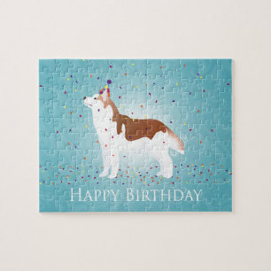 Siberian Husky - Red - Happy Birthday Design Jigsaw Puzzle