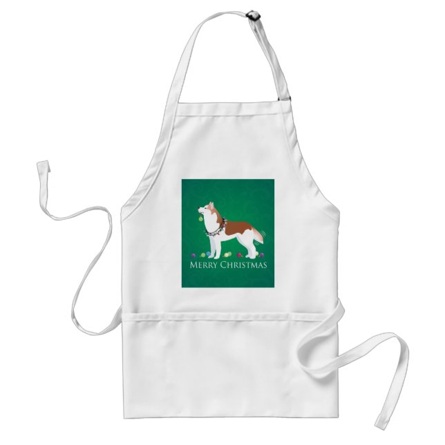 Siberian Husky - Red - Merry Christmas Design Standard Apron (Front)
