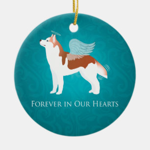 Siberian Husky - Red - Pet Memorial Design Ceramic Tree Decoration