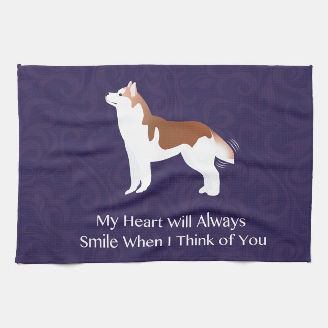 Siberian Husky - Red - Thinking of You Design Tea Towel (Horizontal)