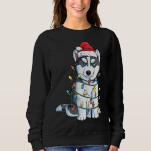 Siberian Husky Santa Christmas Tree Lights Xmas Gi Sweatshirt
