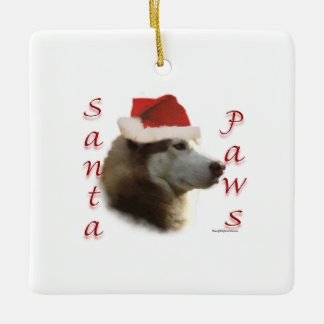 Siberian Husky Santa Paws Ceramic Ornament