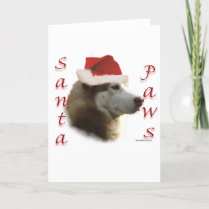 Siberian Husky Santa Paws Holiday Card