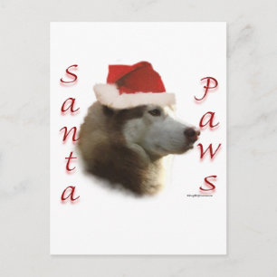 Siberian Husky Santa Paws Holiday Postcard