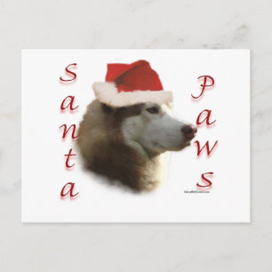 Siberian Husky Santa Paws Holiday Postcard