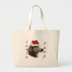 Siberian Husky Santa Paws Large Tote Bag