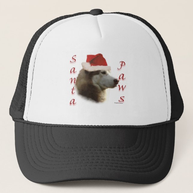 Siberian Husky Santa Paws Trucker Hat (Front)