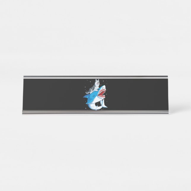 Siberian Husky Shark Jawsome Dog Lover Gifts Space Desk Name Plate (Front)