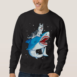 Siberian Husky Shark Jawsome Dog Space Galaxy Sweatshirt