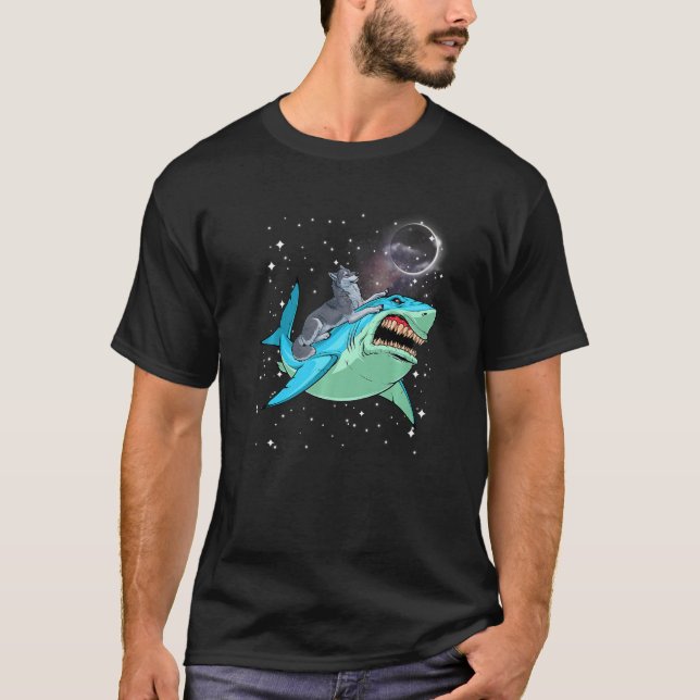 Siberian Husky Shark Jawsome Dog   Space Galaxy T-Shirt (Front)