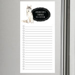 Siberian Husky Shopping List Magnetic Notepad<br><div class="desc">Adorable things to fetch Siberian Husky dog with a black chalkboard frame personalised with your name.</div>